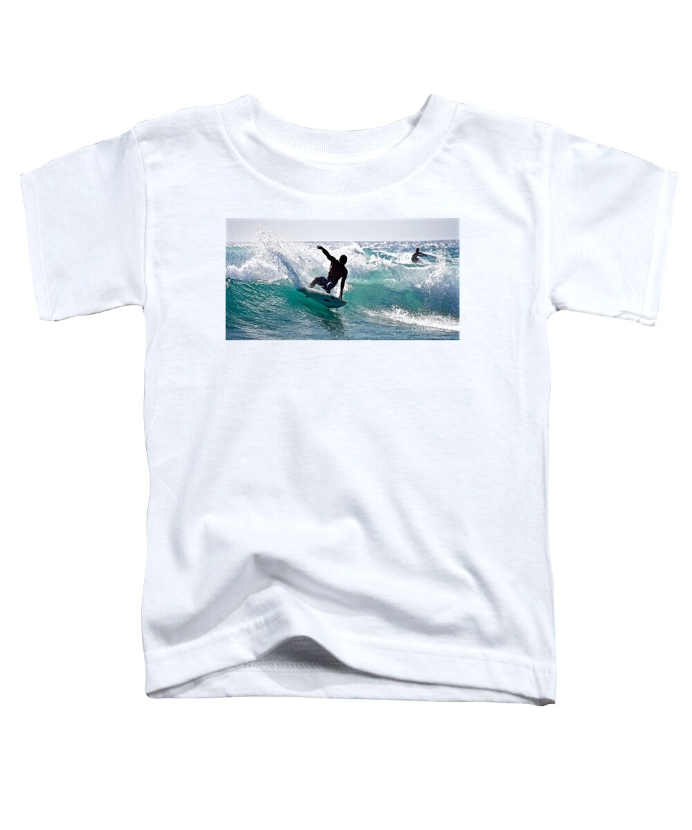 Surfer Toddler T-Shirt featuring the photograph Surfin is Easy - Kekaha Beach by Debra Banks