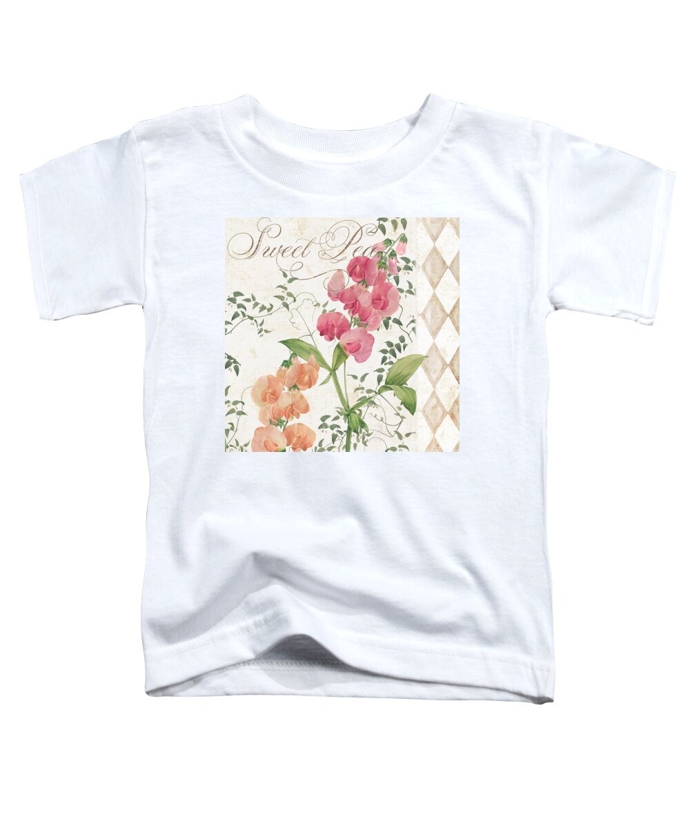 Sweet Pea Toddler T-Shirt featuring the painting Sweet Pea Flowering Plant by Mindy Sommers