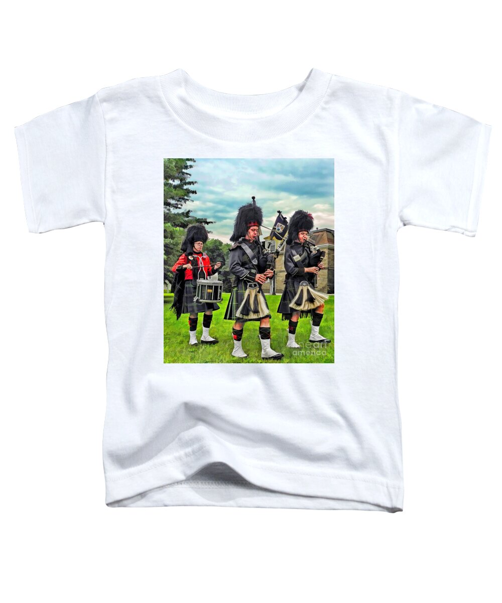 Changing Of The Guard Toddler T-Shirt featuring the photograph Swinging Kilts by Carol Randall