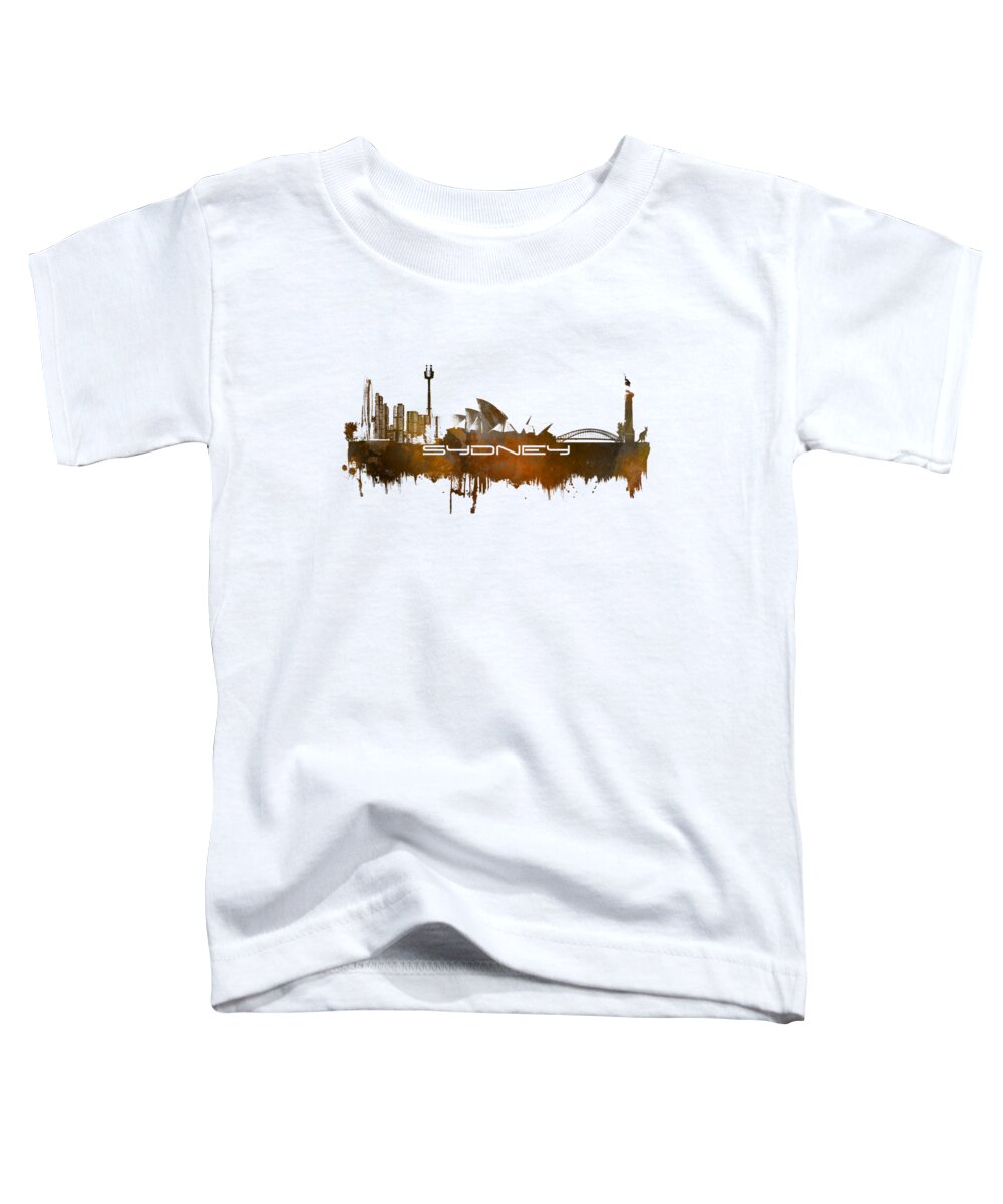 Sydney Toddler T-Shirt featuring the digital art Sydney skyline city brown by Justyna Jaszke JBJart