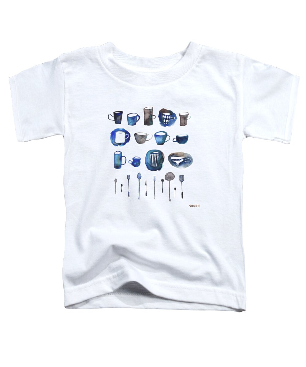 Table Toddler T-Shirt featuring the painting Tablewear by Soosh