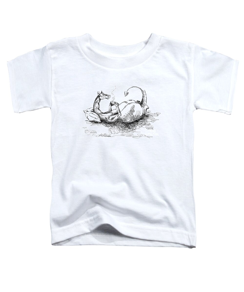 Dragon Toddler T-Shirt featuring the drawing Tea Etiquette by K M Pawelec