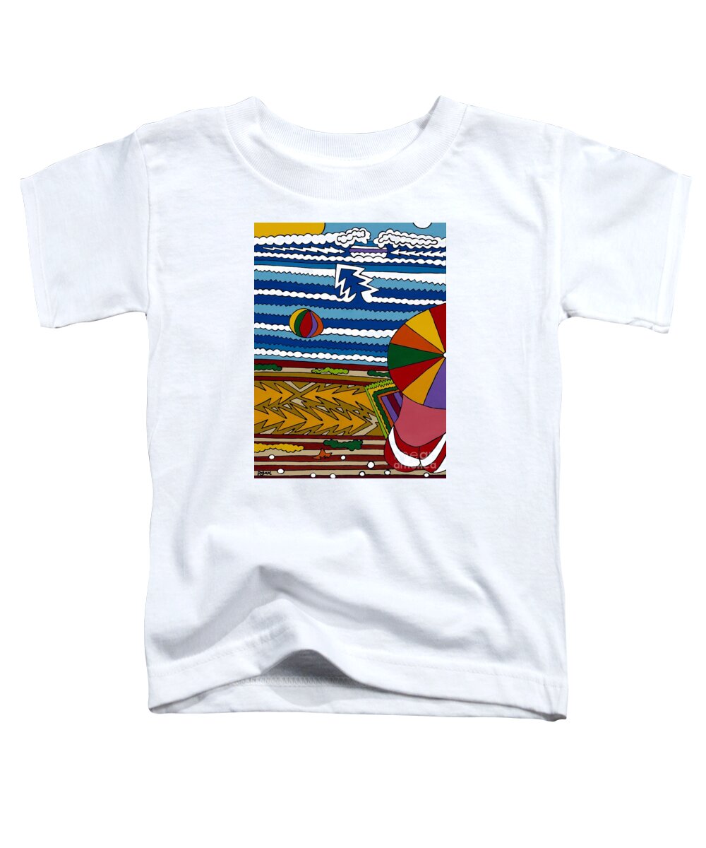 Ocean Toddler T-Shirt featuring the painting The Beach by Rojax Art