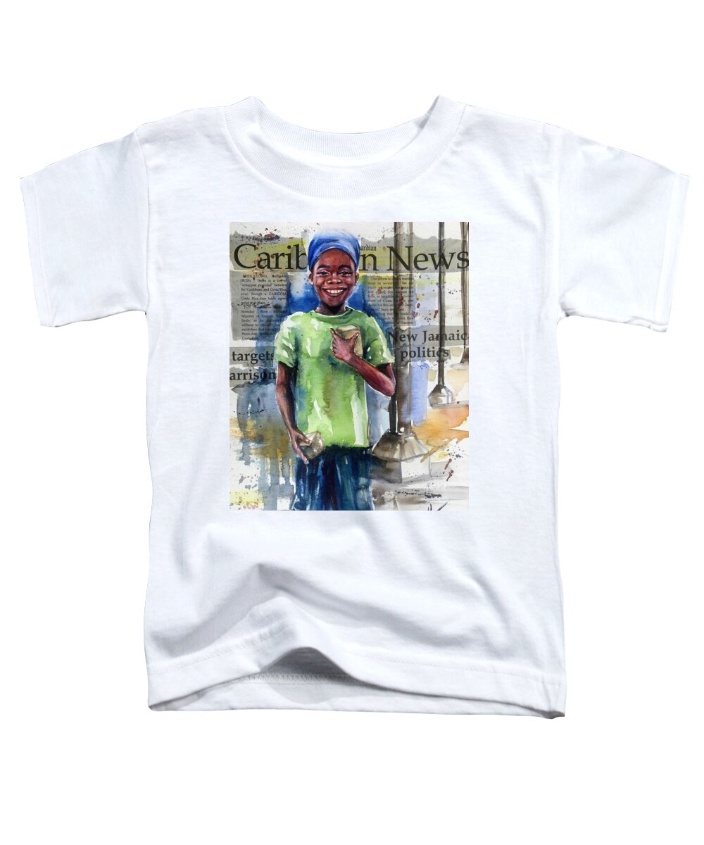 Boy Toddler T-Shirt featuring the painting The boy who sells peanuts by Katerina Kovatcheva