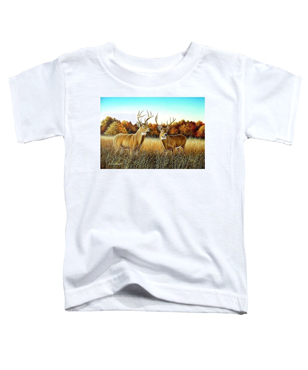 Deer Toddler T-Shirt featuring the painting The Boys by Anthony J Padgett
