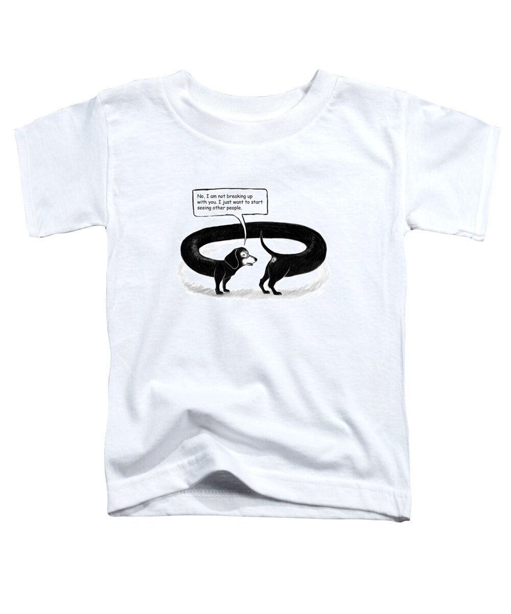 Dog Toddler T-Shirt featuring the drawing The Break Up by Yom Tov Blumenthal