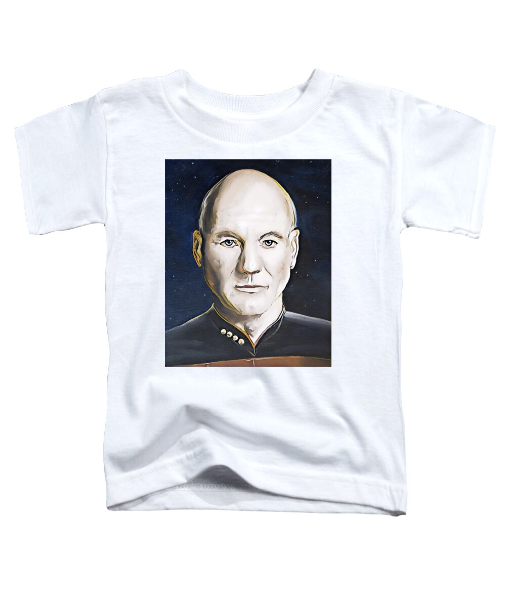 Picard Toddler T-Shirt featuring the digital art The Commanding Officer by David Bader