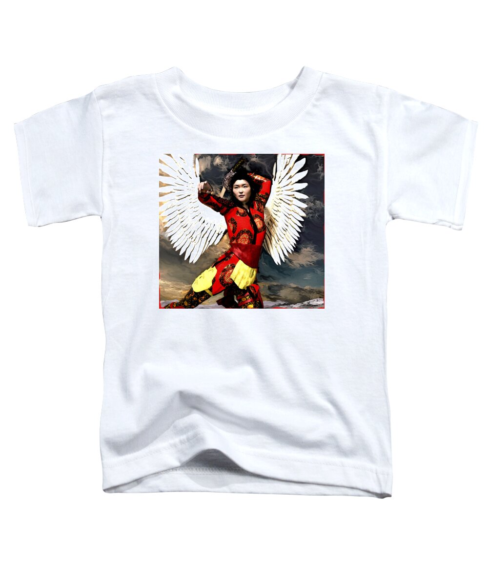 Asian Angel Toddler T-Shirt featuring the painting The Guardian by Suzanne Silvir