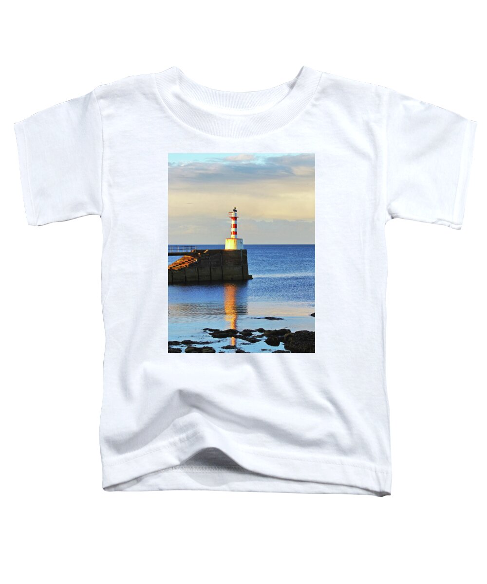 Lighthouse Toddler T-Shirt featuring the photograph The Lighthouse At Amble by Jeff Townsend