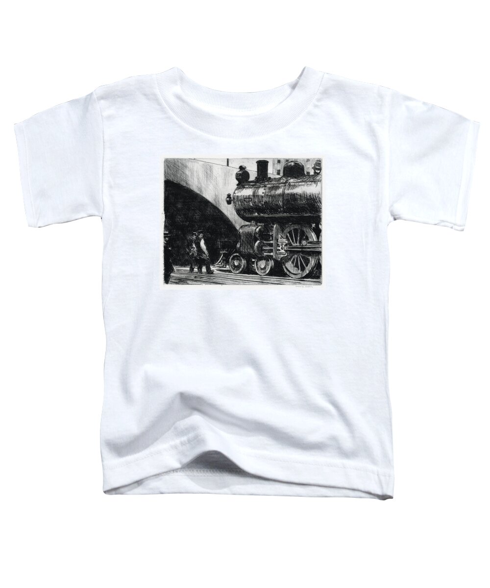 Edward Hopper Toddler T-Shirt featuring the drawing The Locomotive by Edward Hopper