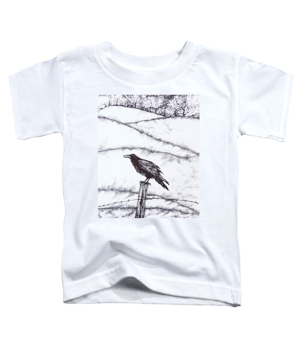 Ink And Pen Toddler T-Shirt featuring the drawing The long long winter by Anna Duyunova