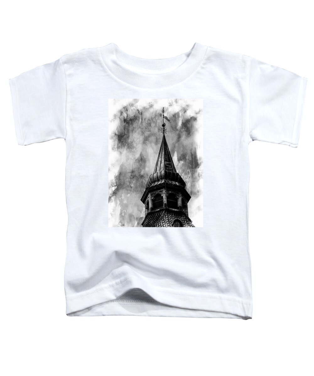 Black And White Photograph Toddler T-Shirt featuring the photograph The Olde Tower by Karen McKenzie McAdoo
