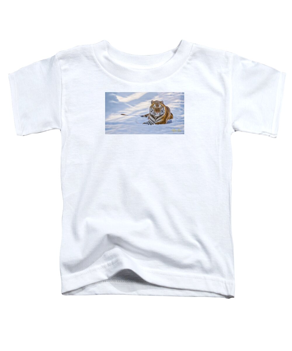 Animals Toddler T-Shirt featuring the photograph Tiger in the Snow by Rikk Flohr