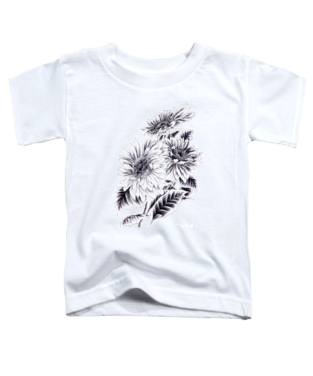 Sunflower Toddler T-Shirt featuring the drawing Towards the Light by Alice Chen