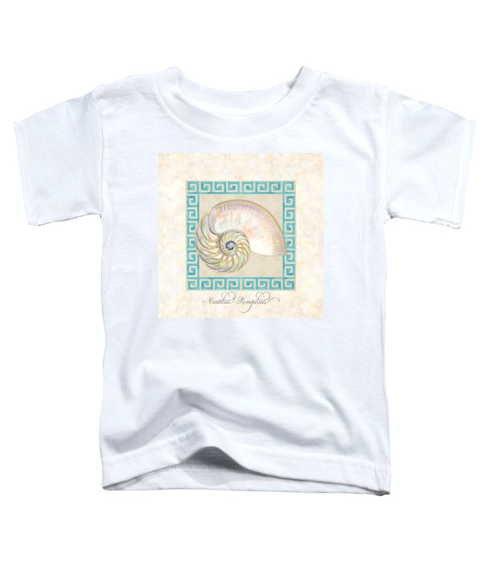 Nautilus Shell Toddler T-Shirt featuring the painting Treasures from the Sea - Nautilus Shell Interior by Audrey Jeanne Roberts