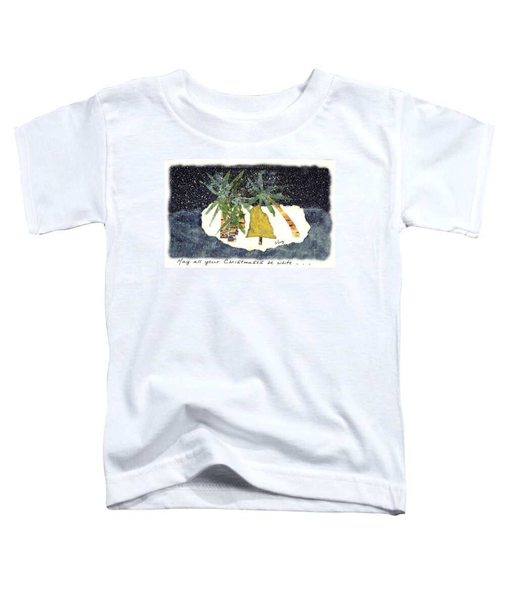 Landscape Toddler T-Shirt featuring the mixed media Tropical White Christmas Wishes by Sharon Williams Eng