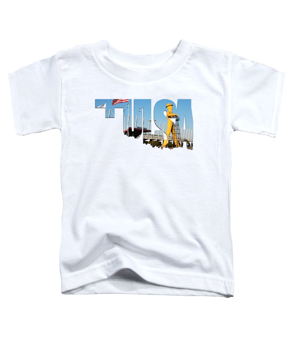 Tulsa Driller Toddler T-Shirt featuring the photograph Tulsa Oklahoma Typography - Tulsa Driller and Expo Center by Gregory Ballos