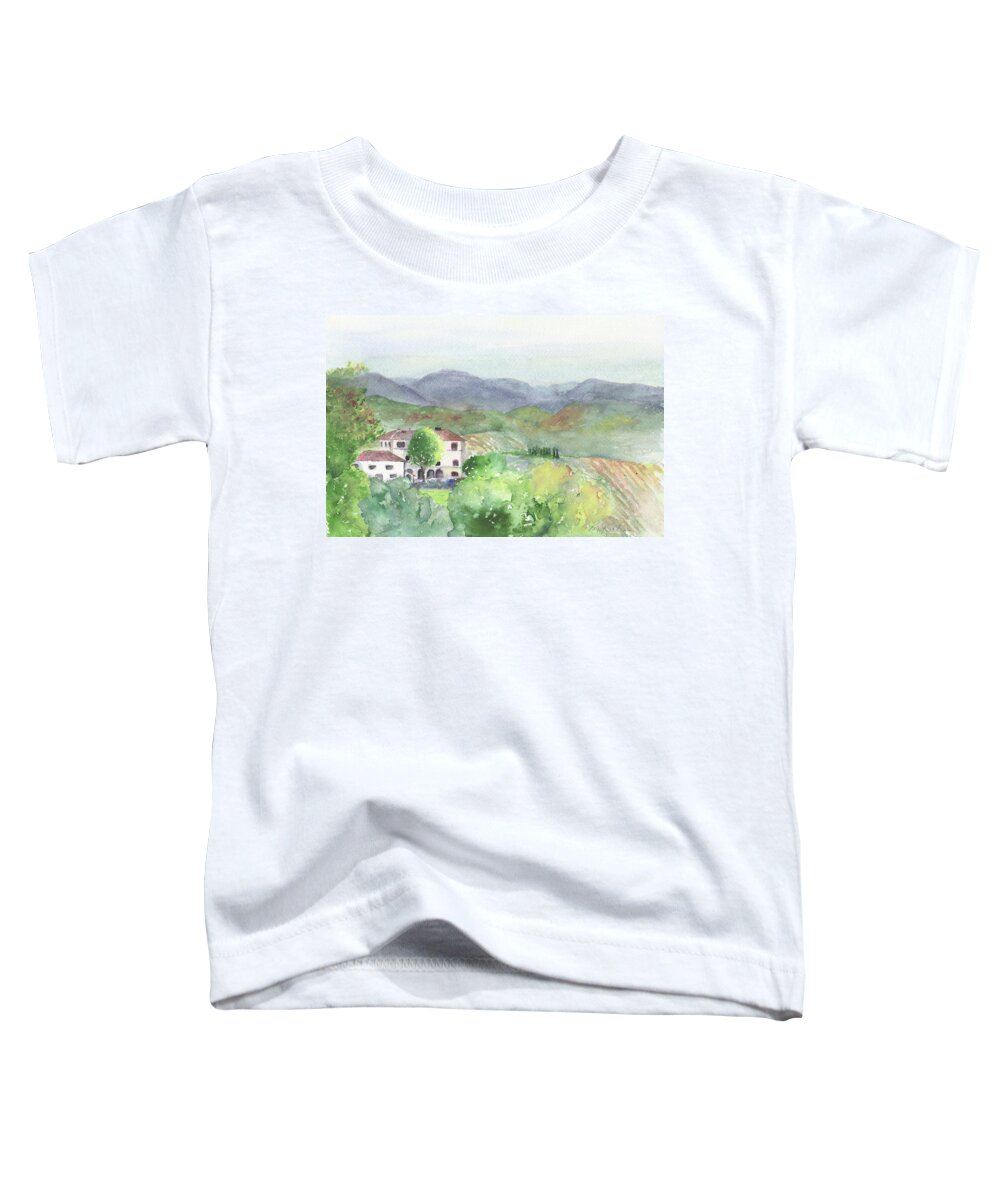 Tuscany Toddler T-Shirt featuring the painting Tuscan Vineyards by Marsha Karle