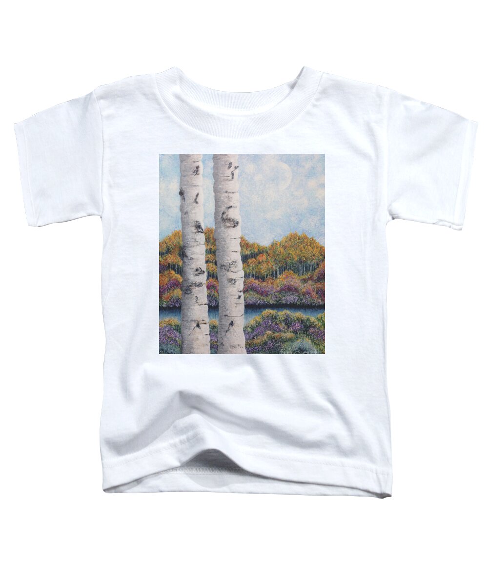 Twin Aspens Toddler T-Shirt featuring the painting Twin Aspens by Holly Carmichael