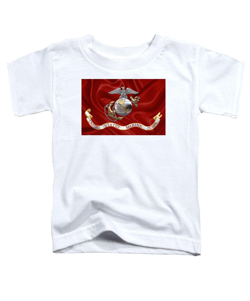 'usmc' Collection By Serge Averbukh Toddler T-Shirt featuring the digital art U. S. Marine Corps - C O and Warrant Officer Eagle Globe and Anchor over Corps Flag by Serge Averbukh