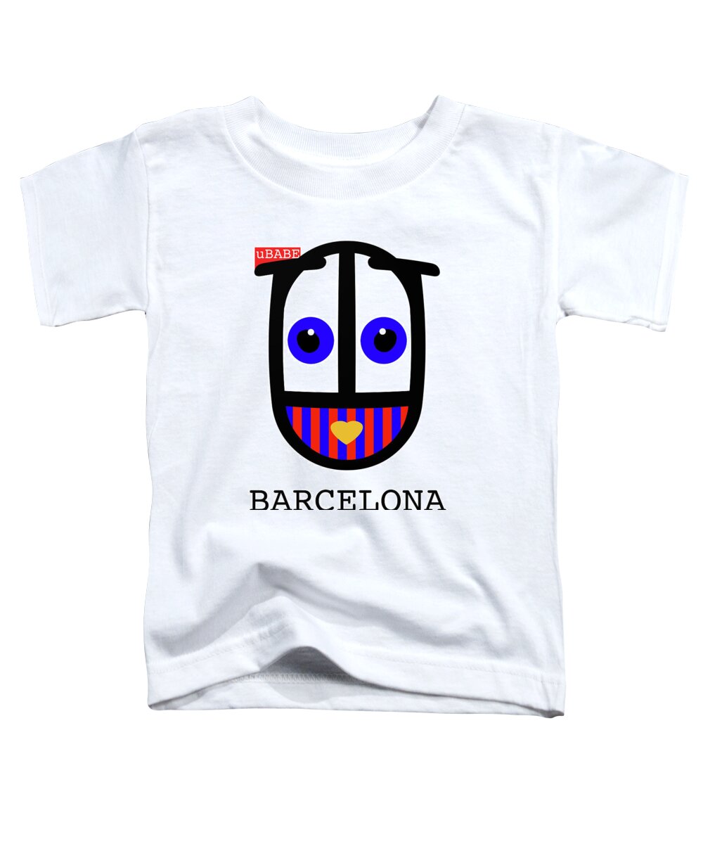 Ubabe Socca Toddler T-Shirt featuring the digital art uBABE Barcalona by Charles Stuart