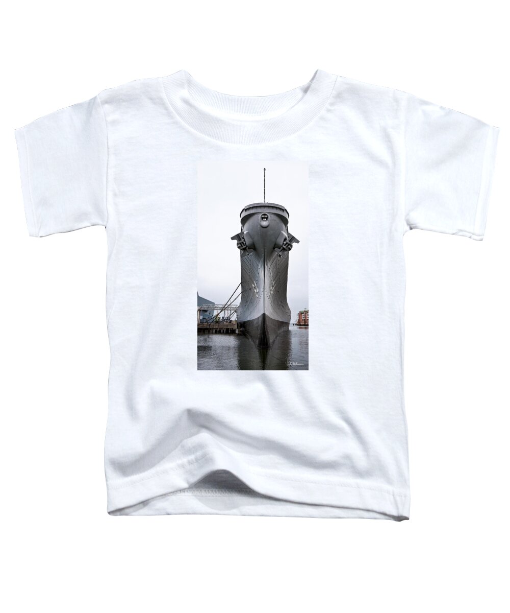 Ship Toddler T-Shirt featuring the photograph USS Wisconsin - Head-On by Christopher Holmes