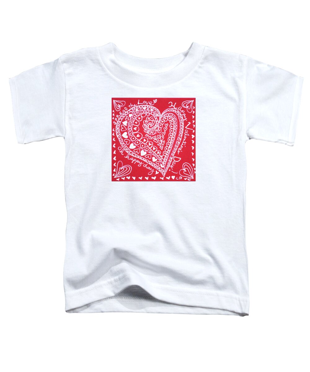 Caregiver Toddler T-Shirt featuring the drawing Valentine Heart by Carole Brecht