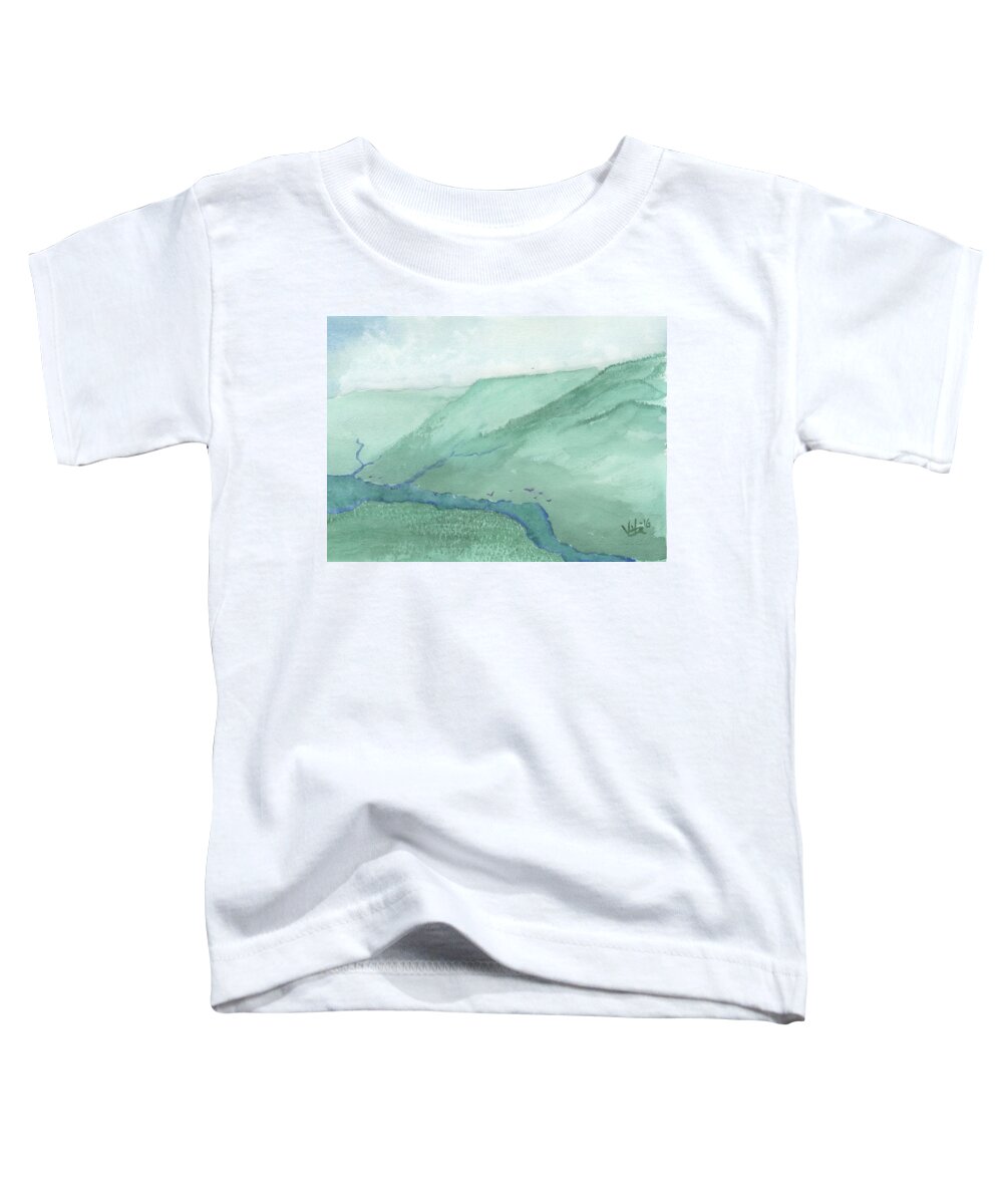 Mountains Toddler T-Shirt featuring the painting Valley View by Victor Vosen