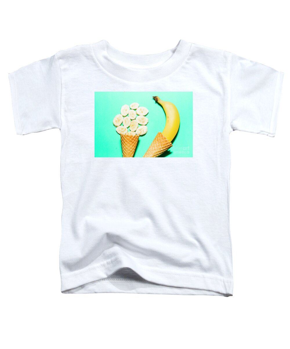 Summer Toddler T-Shirt featuring the photograph Waffle cones with fresh banana by Jorgo Photography