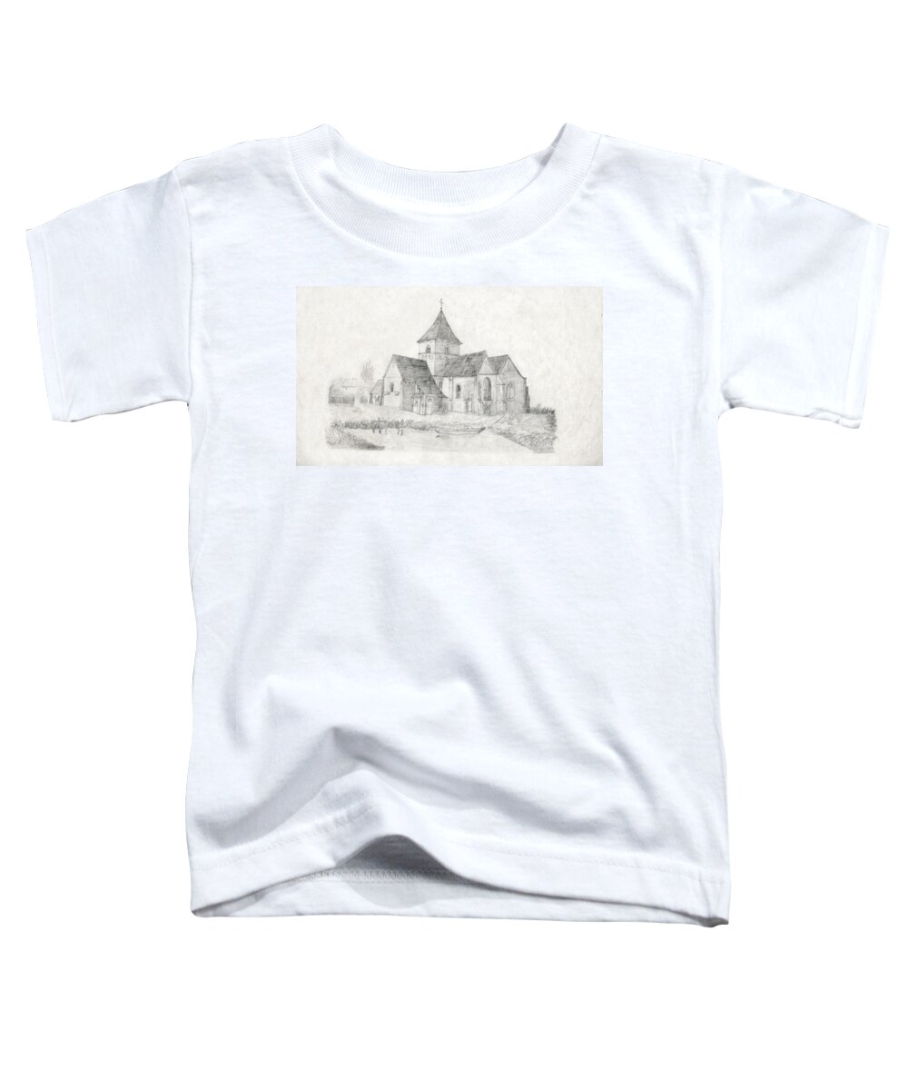 Water Inlet Toddler T-Shirt featuring the drawing Water Inlet Near Church by Donna L Munro