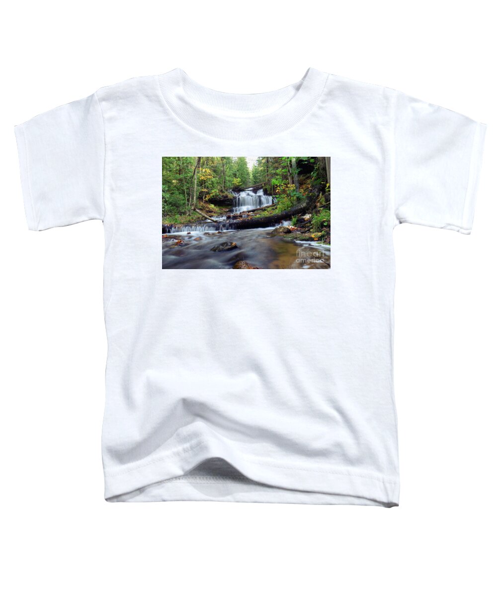 Munising Michigan Cascade Toddler T-Shirt featuring the photograph Waterfalls Wagner Munising -1112 by Norris Seward