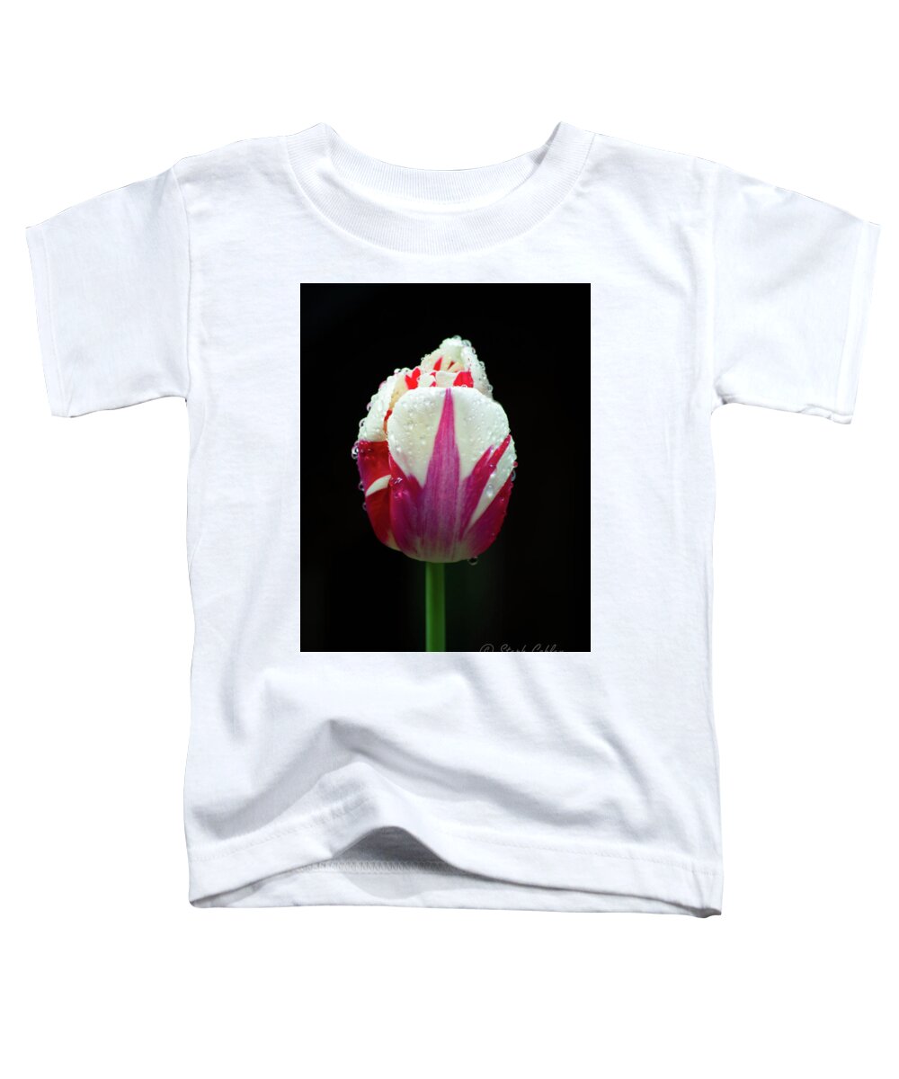 Tulip Toddler T-Shirt featuring the photograph Wet Tulilp by Steph Gabler
