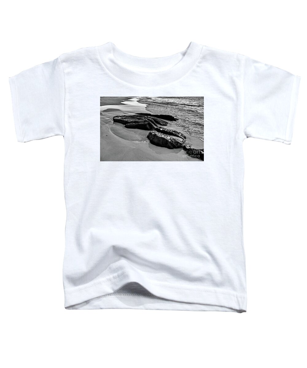 Digital Black And White Photo Toddler T-Shirt featuring the photograph Whale Rocks BW by Tim Richards