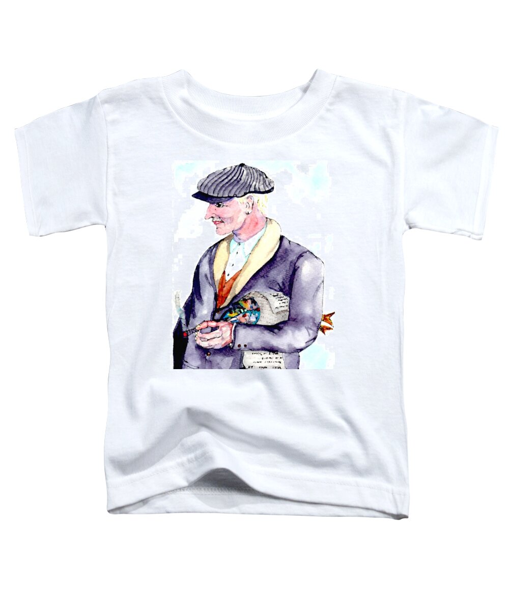 Grandpa Toddler T-Shirt featuring the painting When Fish Were Wrapped In Newspaper by Philip Bracco