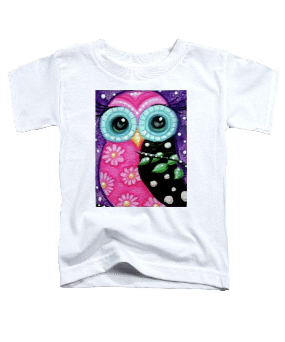 Whimsical Toddler T-Shirt featuring the painting Whimsical Owl by Monica Resinger
