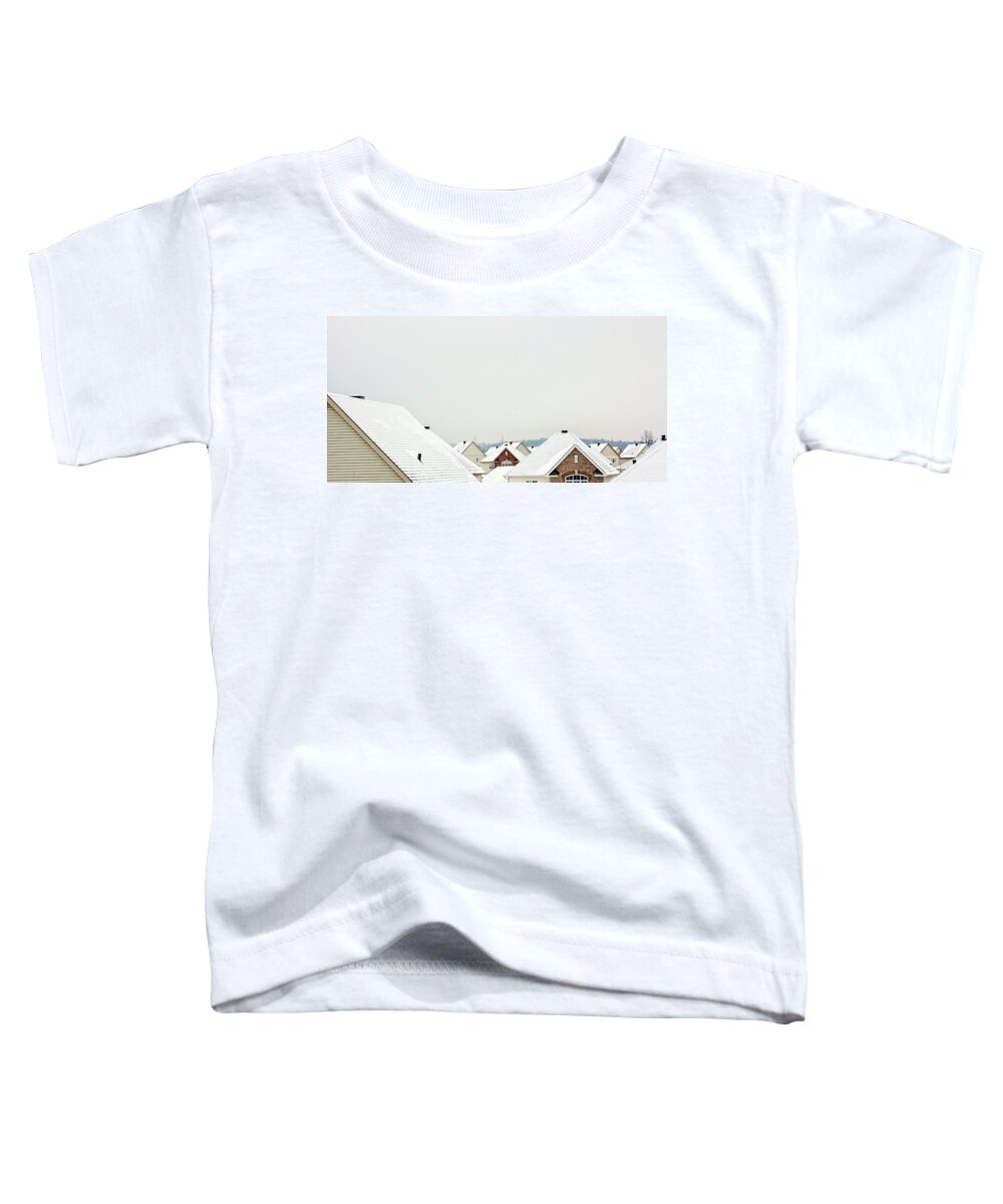 Rooftops Toddler T-Shirt featuring the photograph White Rooftops in Canada by Tatiana Travelways