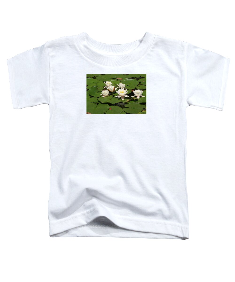 Water Lilies Toddler T-Shirt featuring the photograph White Water Lilies by Art Block Collections