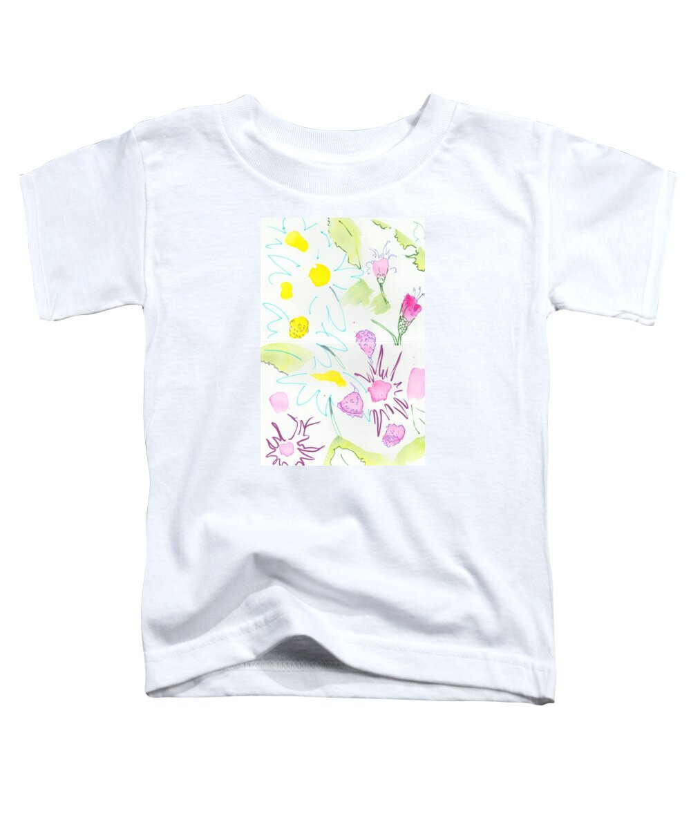 Line And Was Toddler T-Shirt featuring the painting Wild Daisies Pattern by Mike Jory