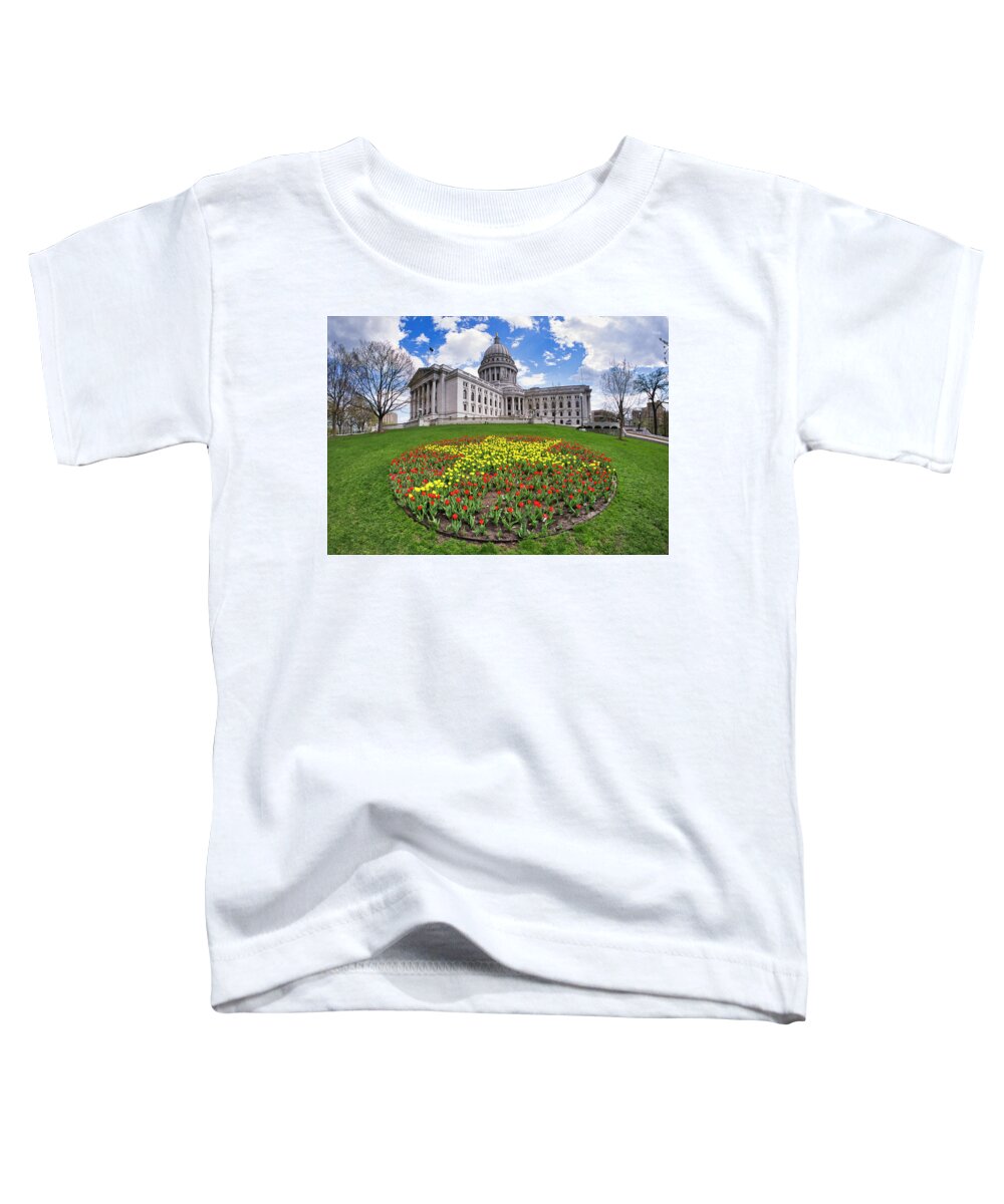 Wi Toddler T-Shirt featuring the photograph Wisconsin Capitol and Tulips by Steven Ralser