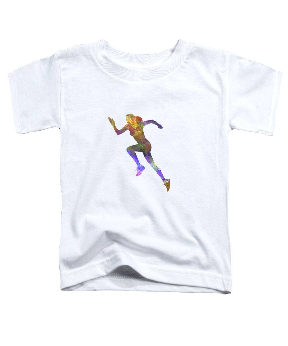 Runner Toddler T-Shirt featuring the painting Woman runner running jogger jogging silhouette 03 by Pablo Romero