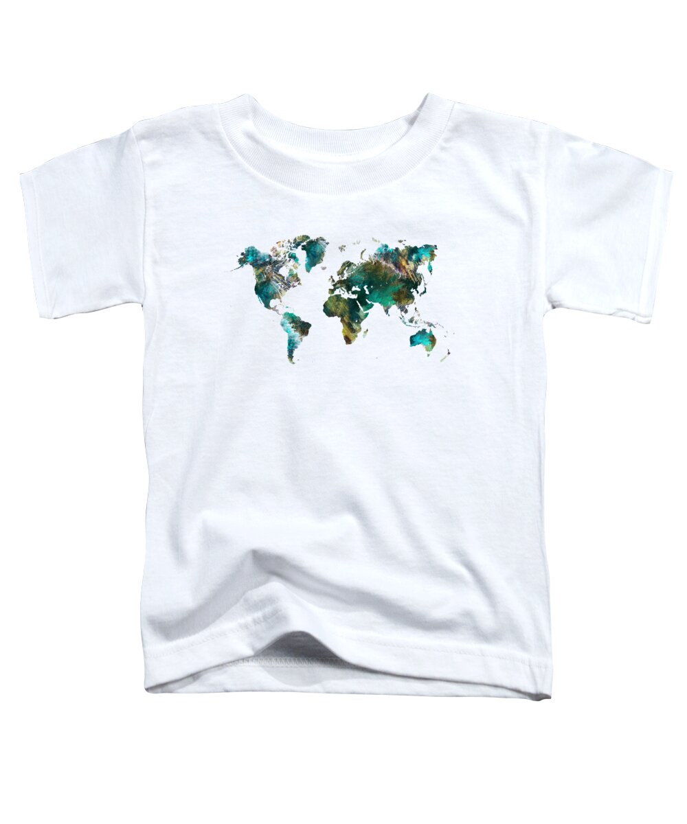 Map Of The World Toddler T-Shirt featuring the digital art World Map tree art by Justyna Jaszke JBJart