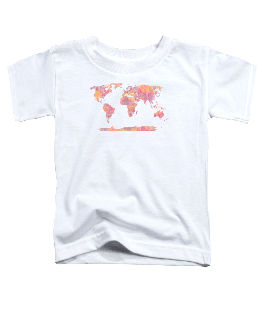 World Map Toddler T-Shirt featuring the painting World Map Watercolor painting by Georgeta Blanaru