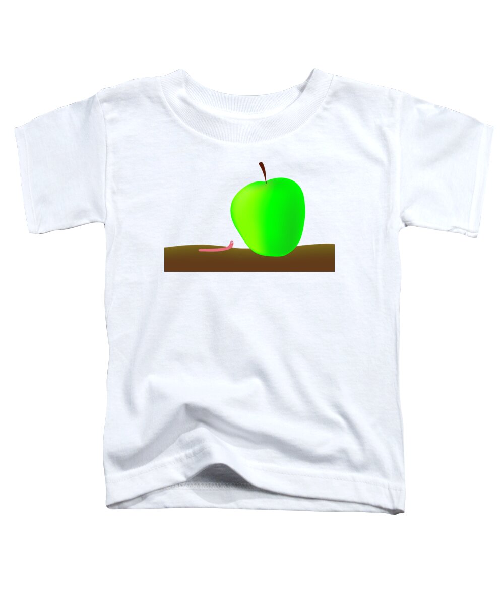 Worm Toddler T-Shirt featuring the digital art Worn and apple by Michal Boubin