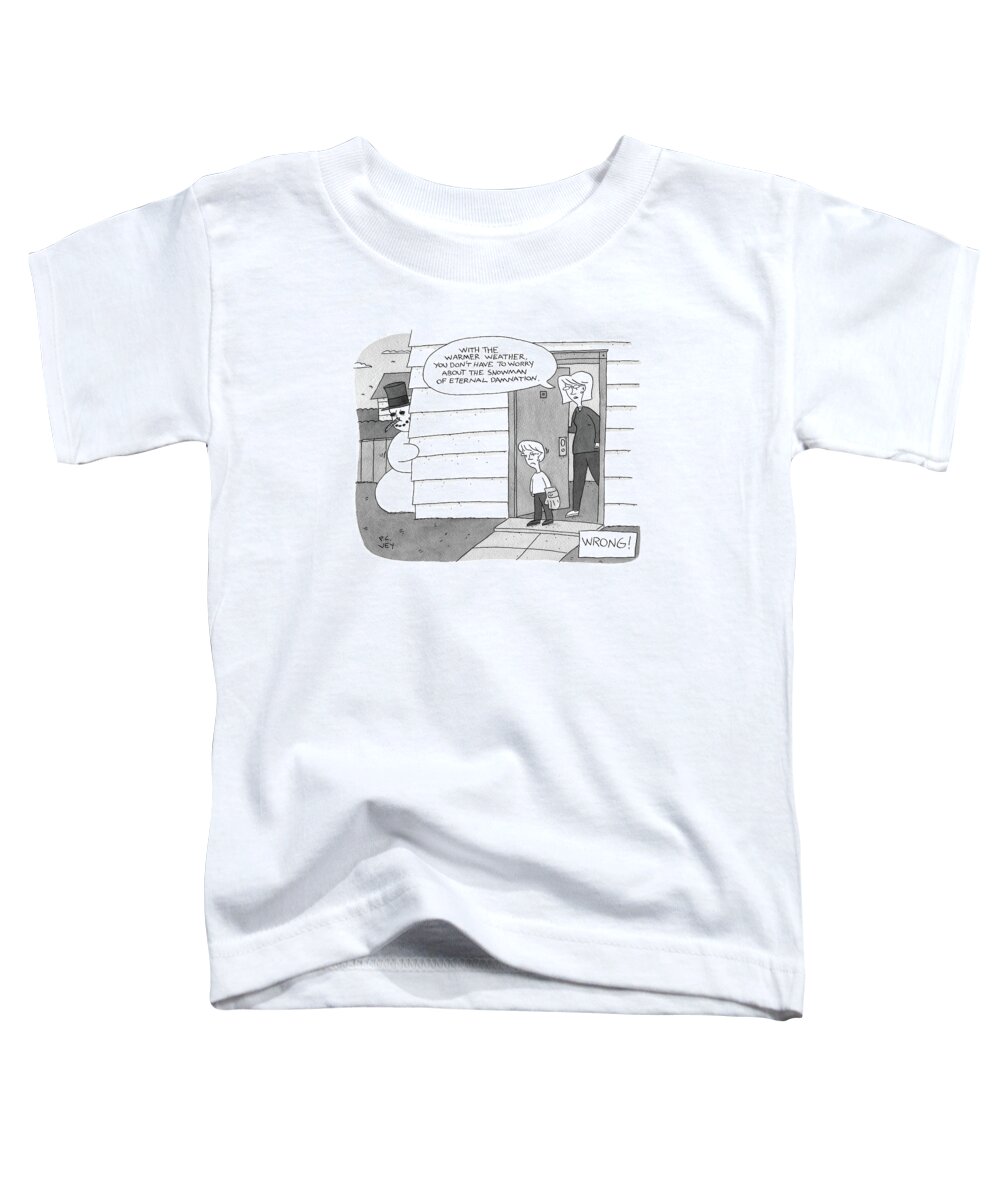 Wrong! Snowman Toddler T-Shirt featuring the drawing Wrong by Peter C Vey
