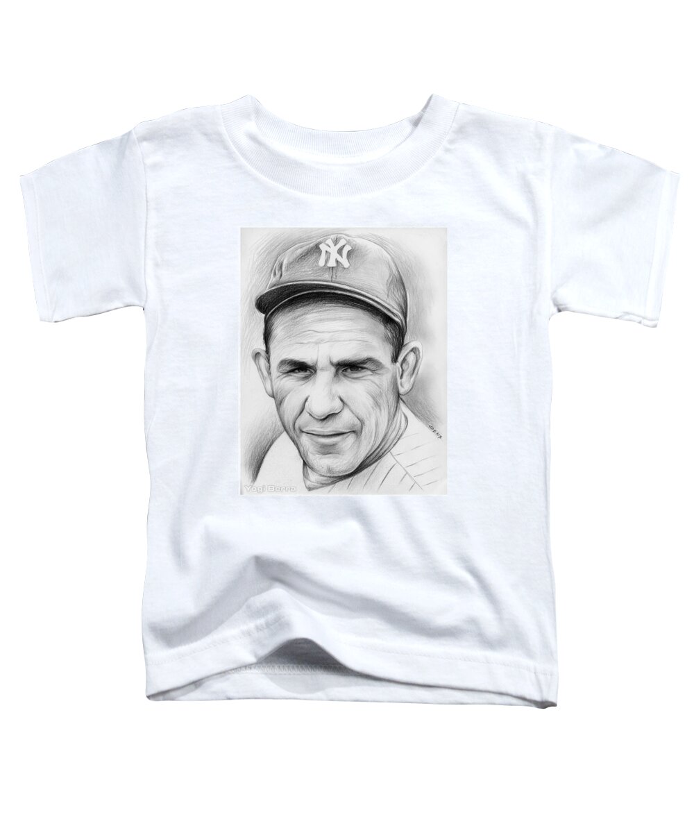 Yogi Berra Toddler T-Shirt featuring the drawing Yogi Berra by Greg Joens
