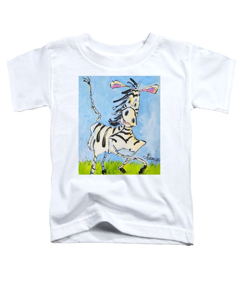 Zebra Toddler T-Shirt featuring the painting You Make Me Feel So Young by Terri Einer