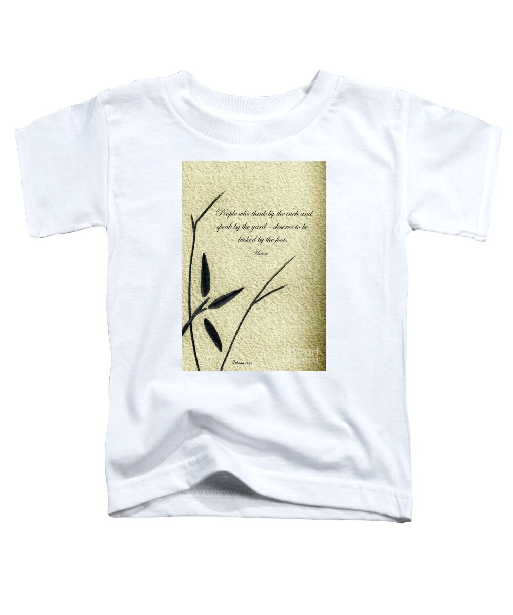 Abstract Toddler T-Shirt featuring the mixed media Zen Sumi 4L Antique Motivational Flower Ink on Watercolor Paper by Ricardos by Ricardos Creations