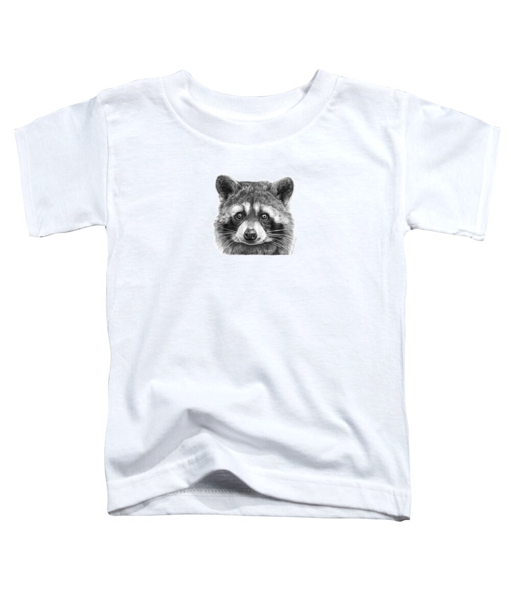 Wild Life Toddler T-Shirt featuring the drawing 046 Zorro the Raccoon by Abbey Noelle