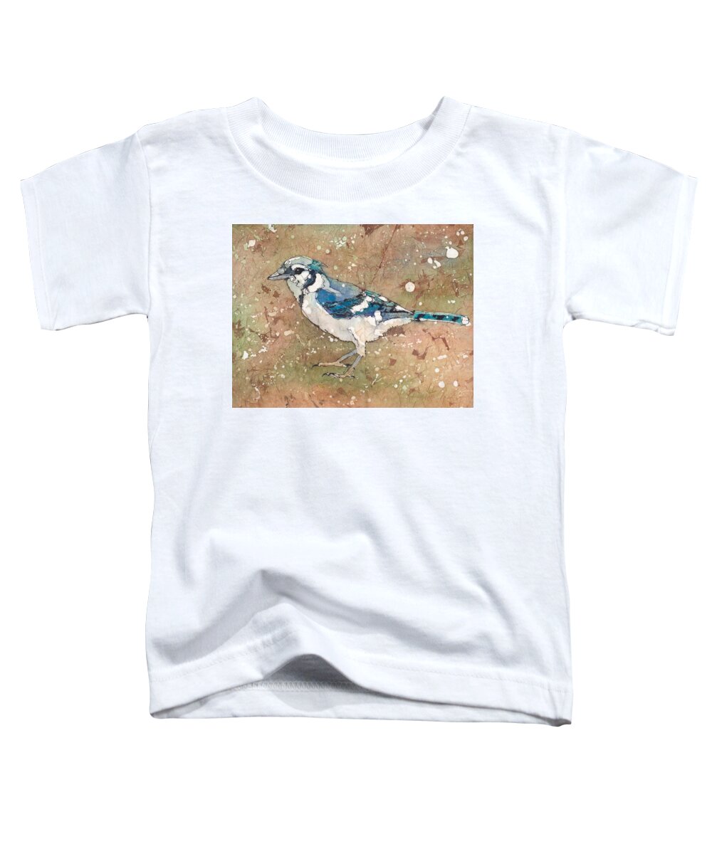 Bird Toddler T-Shirt featuring the painting Blue Jay #1 by Ruth Kamenev