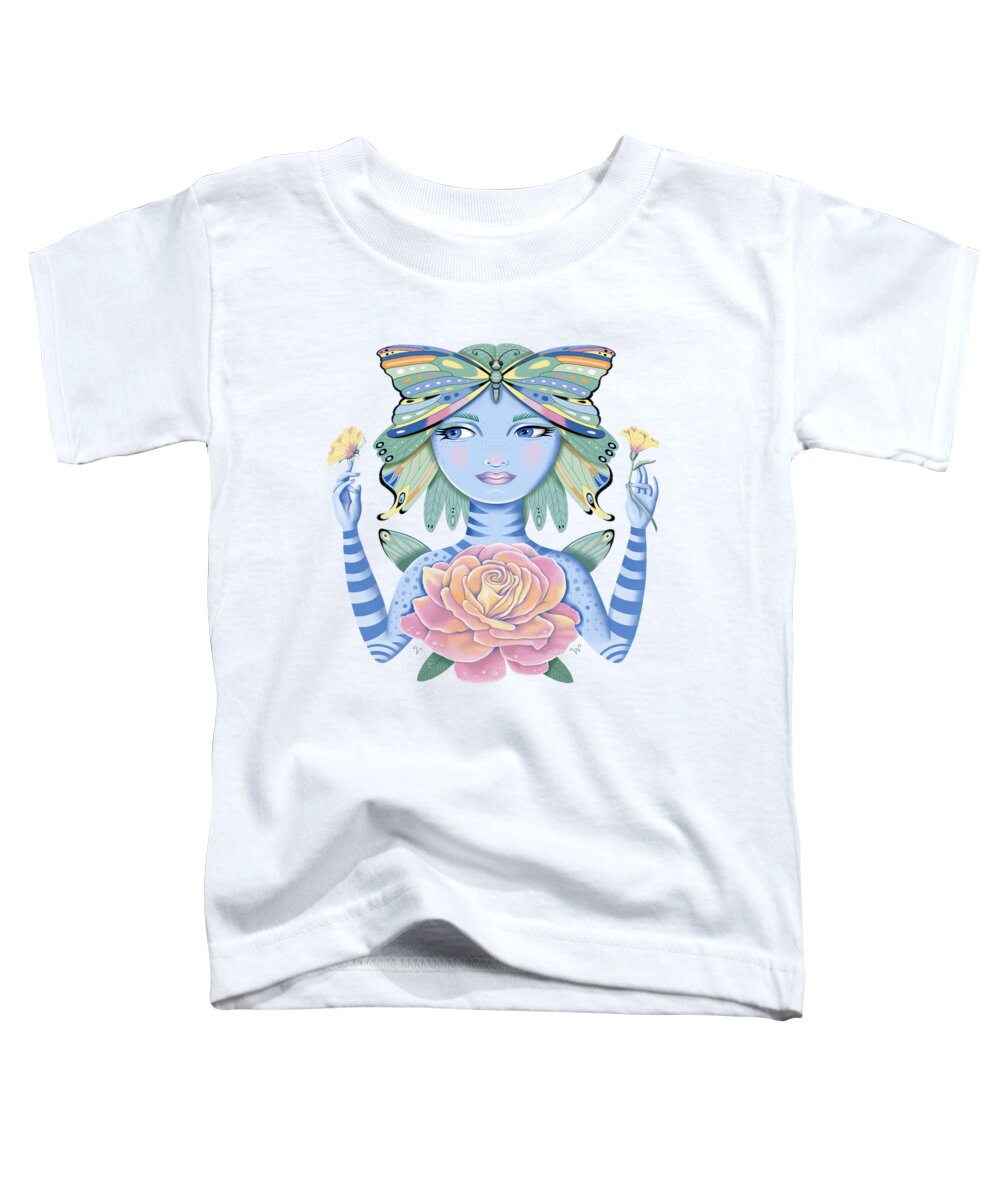 Fantasy Toddler T-Shirt featuring the digital art Insect Girl, Winga, with Rose by Valerie White